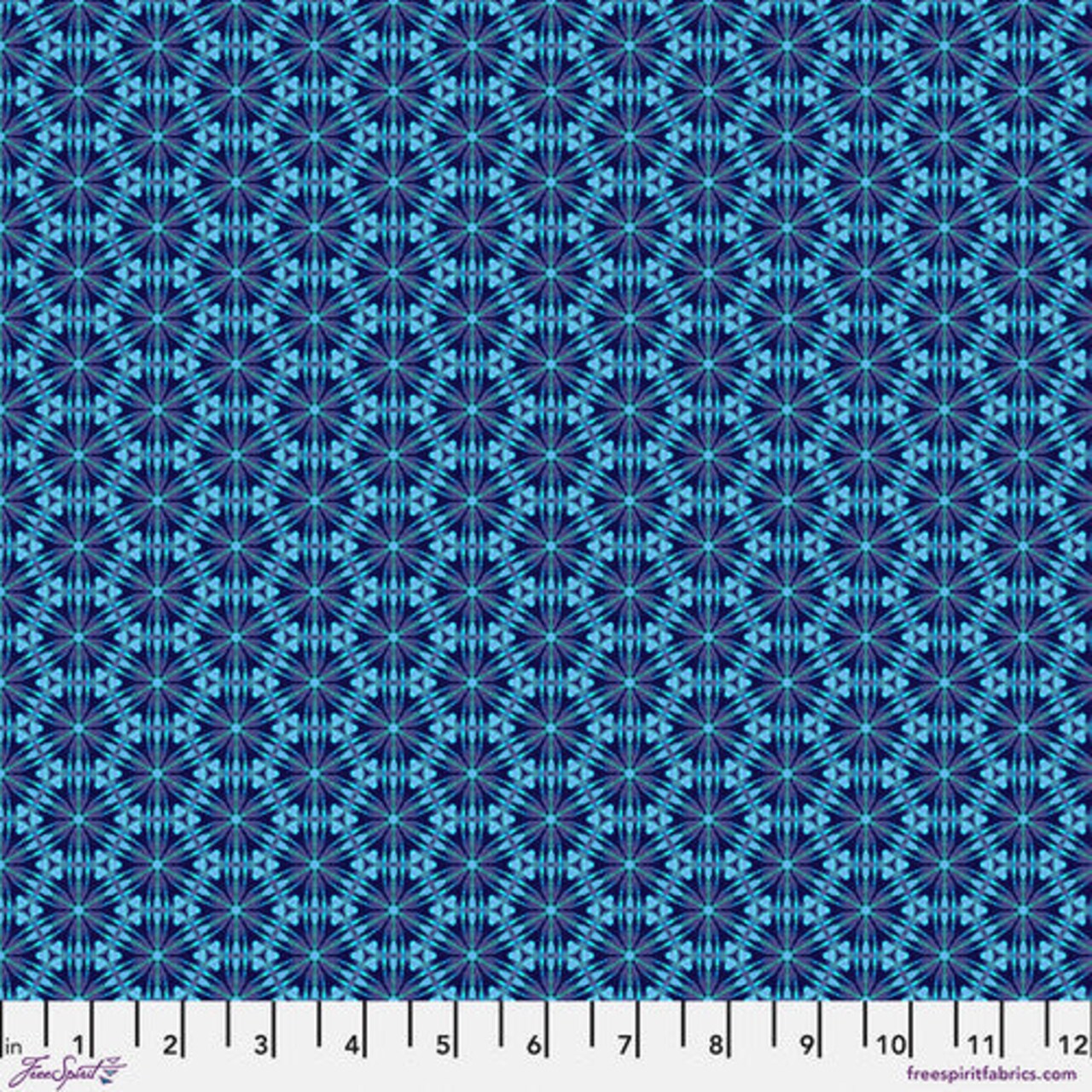 Fabric FreeSpirit Sapphire Cristalla Kaleidoscope by the Quarter Yard PWWR054.SAPPHIRE